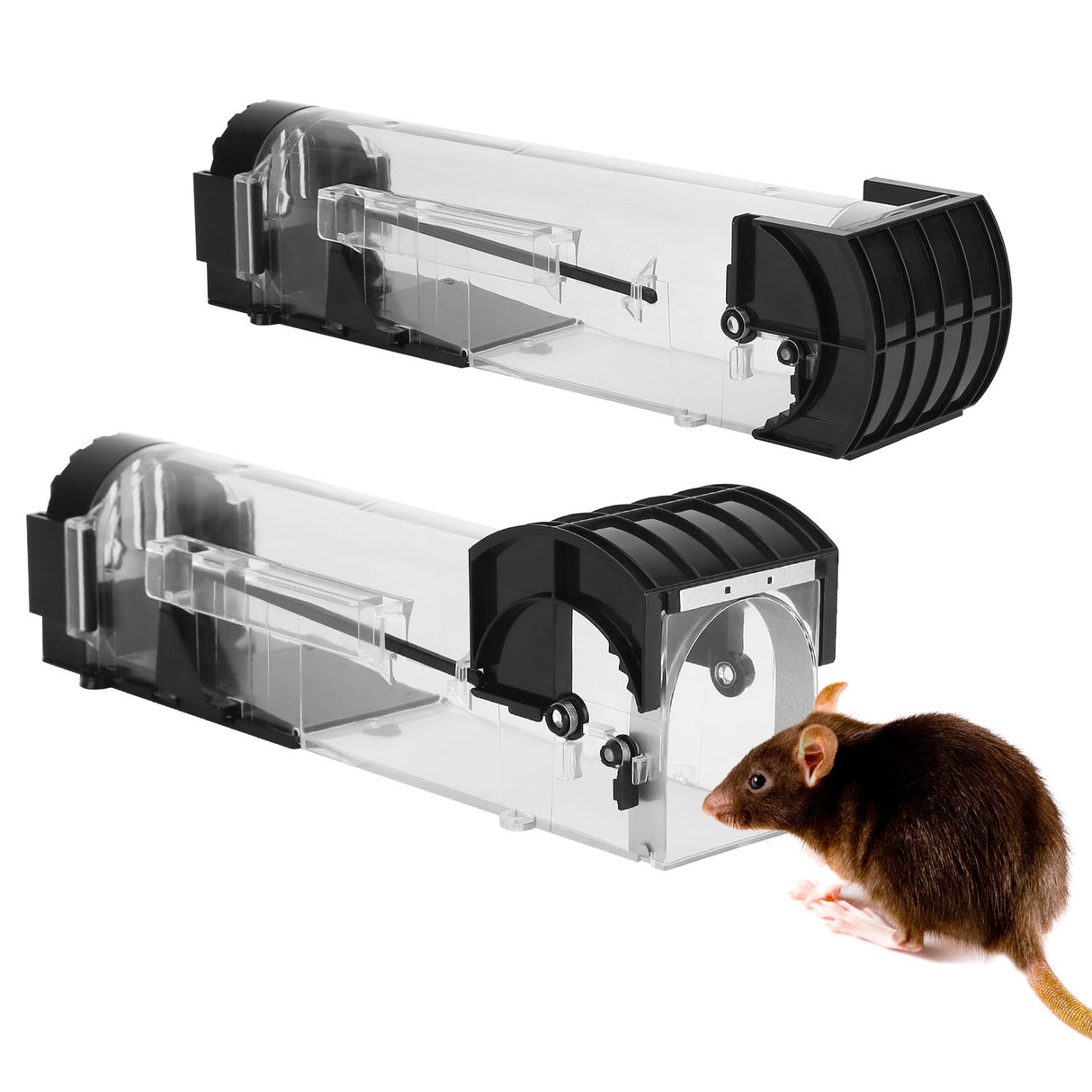 2Pcs Humane Live Mouse Trap Reusable Rat Rodent Trap Catch Release Cage Safe for Family Children Pets Easy Setup