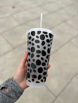 Dalmatian Print Tumbler Venti Cold Cup 24oz - With Straw by WinsterCreations™ Official Store - Vysn