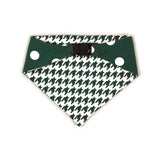 Dark Green Houndstooth Reversible Dog Bandana by Uptown Pups - Vysn