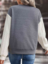 Contrast Round Neck Drop Shoulder Sweatshirt