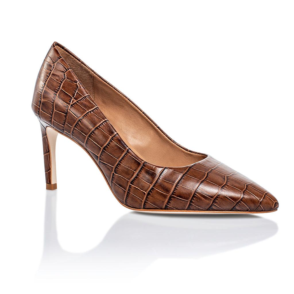 Deborah 2.0 Brown Croco by Joan Oloff Shoes - Vysn