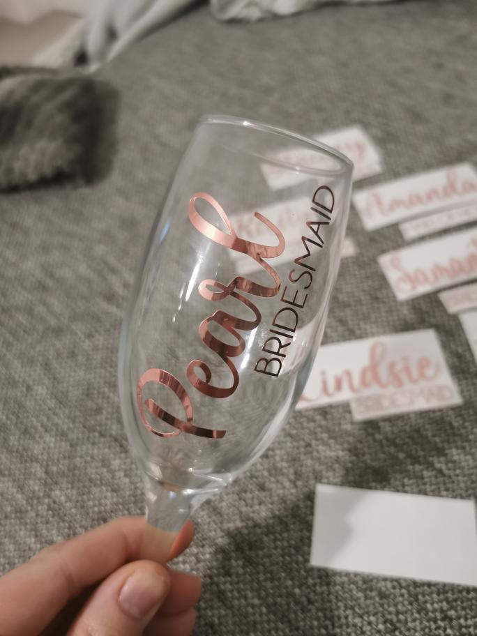 DIY Personalised Wedding Lovely Font - Bride Bridesmaid Maid Of Honour Champagne Flute Decals - Roles & Names Sticker - by WinsterCreations™ Official Store - Vysn