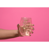 Don't Rush Me, I'm a Woman Of Leisure Stemless Wine Glass in Rose and Gold by The Bullish Store - Vysn