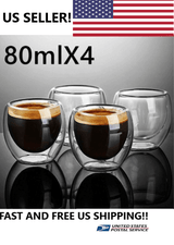 Double Wall Espresso Insulated Glass Cups Set Of 4 80ml Coffee Mug Tea Glasses by Plugsus Home Furniture - Vysn