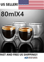 Double Wall Espresso Insulated Glass Cups Set Of 4 80ml Coffee Mug Tea Glasses by Plugsus Home Furniture - Vysn