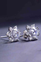 2 Carat Moissanite Floral Stud Earrings