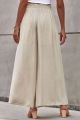 Drawstring Waist Wide Leg Pants