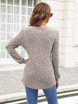 Ribbed Surplice Long Sleeve T-Shirt