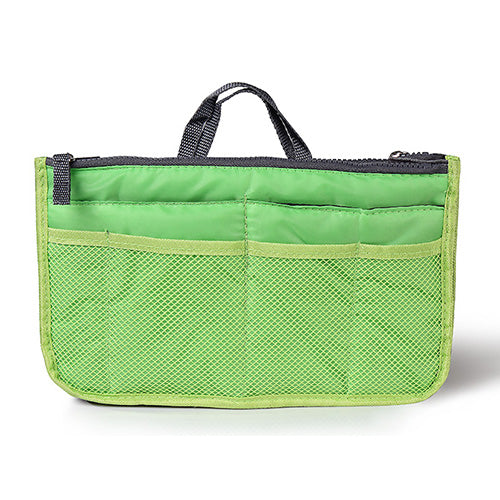 Women Lady Travel Insert Handbag Organiser Makeup Bags Toiletry Purse Liner w/Hand Strap - Green