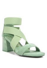 Elastic Strappy Block Heel Sandals by Blak Wardrob - Vysn