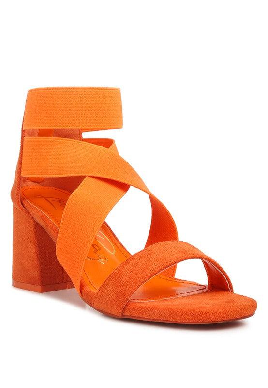 Elastic Strappy Block Heel Sandals by Blak Wardrob - Vysn