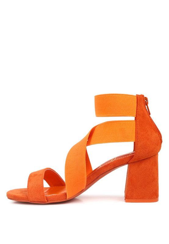 Elastic Strappy Block Heel Sandals by Blak Wardrob - Vysn