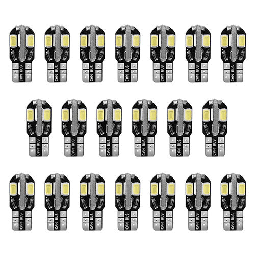 20Pcs T10 SMD5730 LED Light Bulbs 6000K Wedge Light Lamps Dome Map License Plate Car Interior Festoon Lights Kits