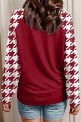 Houndstooth Elephant Graphic Round Neck T-Shirt