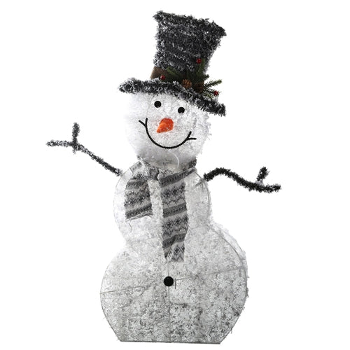 LED Christmas Snowman Decoration Light Collapsible Battery Operated Lighted Snowman Indoor Outdoor Garden Light with Removable Hands Scarf - Multi