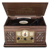 State 7-in-1 Wood Music Center with 3-Speed Turntable & Dual Bluetooth - Vysn