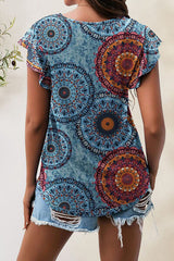 Printed Round Neck Short Sleeve T-Shirt