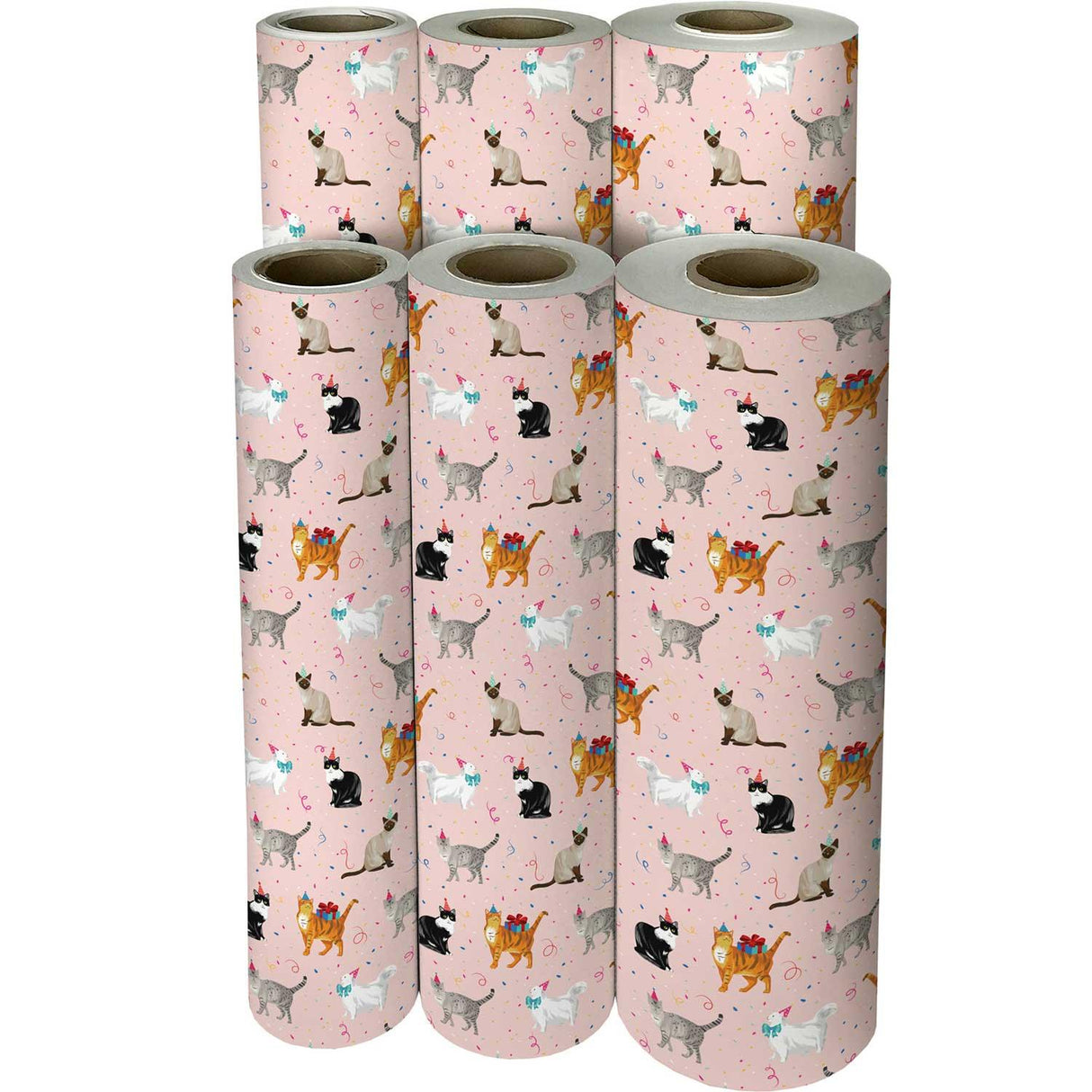 Festive Cats Birthday Gift Wrap by Present Paper - Vysn