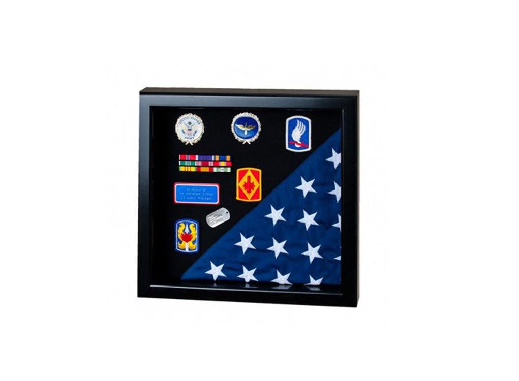 Flag Display Case showcases both the flag and military awards,(Red Felt) by The Military Gift Store - Vysn