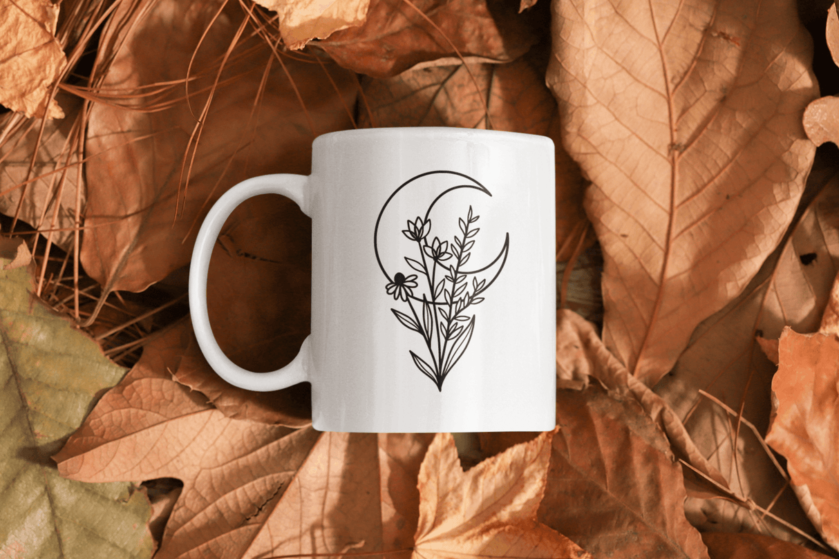 Floral Moon 3 Boho Mug by WinsterCreations™ Official Store - Vysn