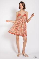 Floral print v-neck dress with skirt lining - Vysn