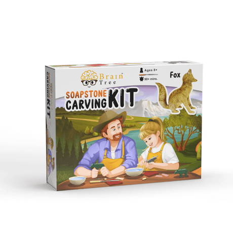 Fox Soapstone Carving Kit: Safe and Fun DIY Craft for Kids and Adults by Brain Tree Games - Jigsaw Puzzles - Vysn