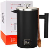 French Press with Thermometer Insulated Stainless Steel Coffee Maker (1.0L | 34fl oz) by Barista Warrior - Vysn