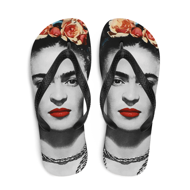 Frida Kahlo With Flowers Poster Artwork Flip-Flops by Art-O-Rama Shop - Vysn