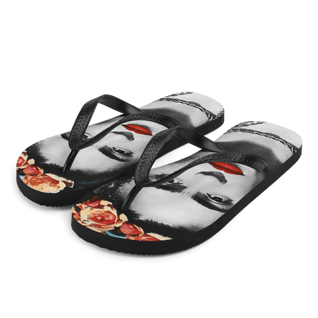 Frida Kahlo With Flowers Poster Artwork Flip-Flops by Art-O-Rama Shop - Vysn