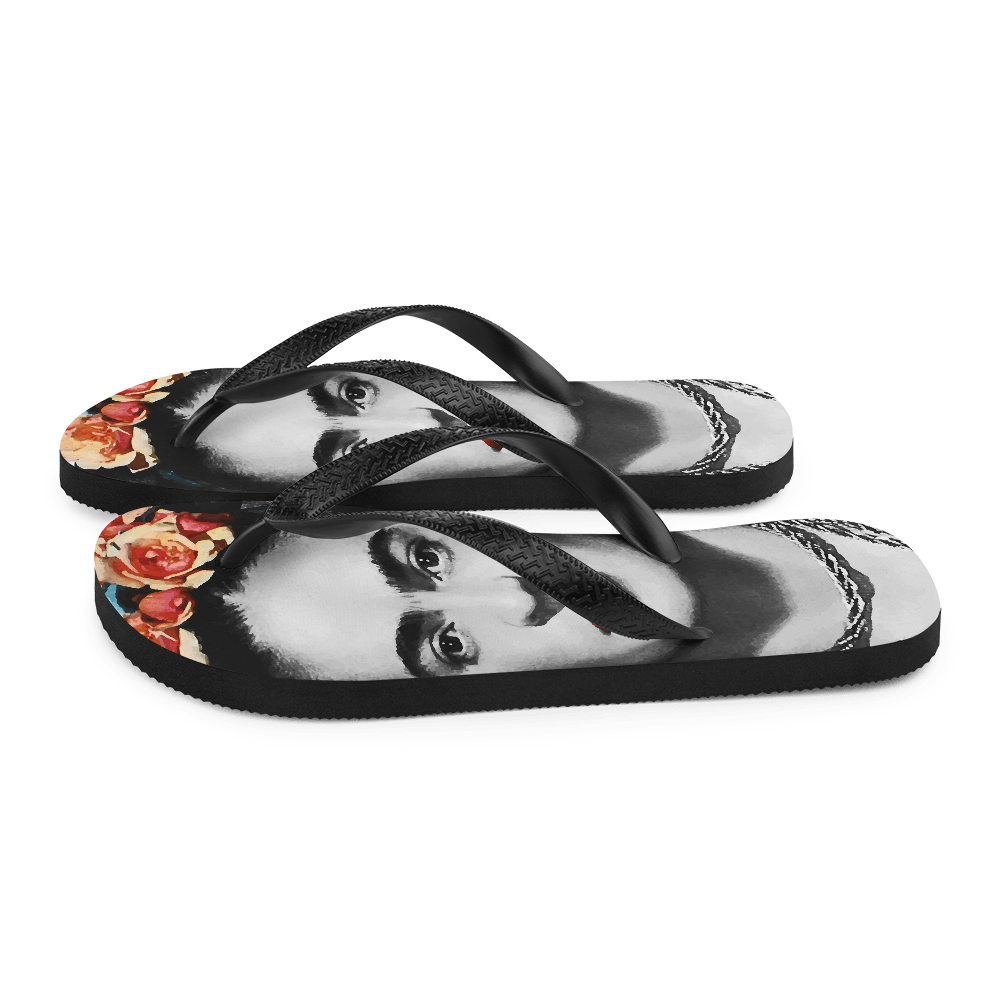 Frida Kahlo With Flowers Poster Artwork Flip-Flops by Art-O-Rama Shop - Vysn