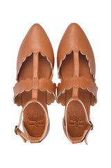 Gardenia Pointy Toe Leather Flats by ELF - Vysn