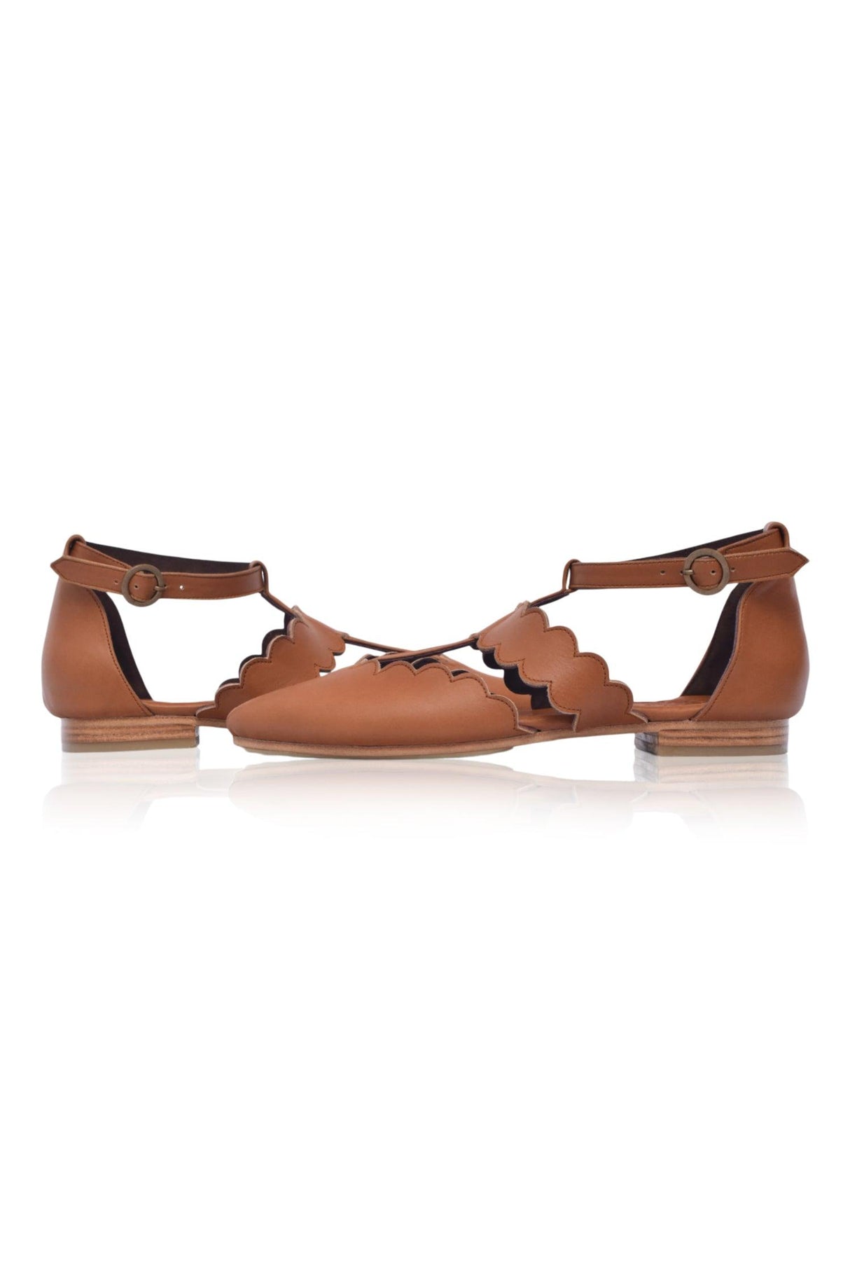 Gardenia Pointy Toe Leather Flats by ELF - Vysn