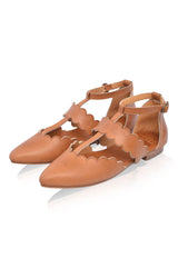 Gardenia Pointy Toe Leather Flats by ELF - Vysn