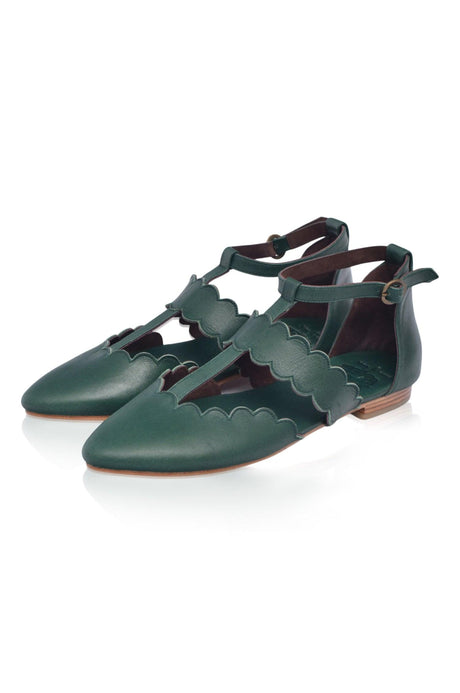 Gardenia Pointy Toe Leather Flats by ELF - Vysn