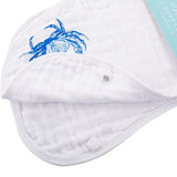 Gift Set: Blue Crab Baby Muslin Swaddle Blanket and Burp Cloth/Bib Combo by Little Hometown - Vysn