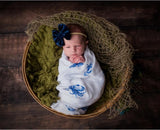 Gift Set: Blue Crab Baby Muslin Swaddle Blanket and Burp Cloth/Bib Combo by Little Hometown - Vysn