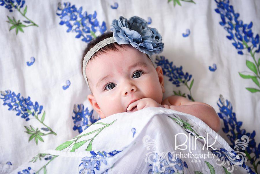 Gift Set: Bluebonnets Baby Muslin Swaddle Blanket and Burp Cloth/Bib Combo by Little Hometown - Vysn