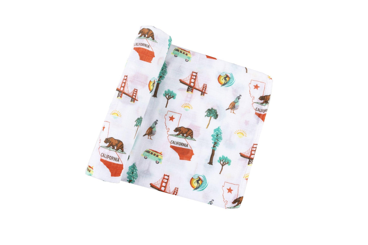 Gift Set: California Baby Muslin Swaddle Blanket and Burp Cloth/Bib Combo by Little Hometown - Vysn