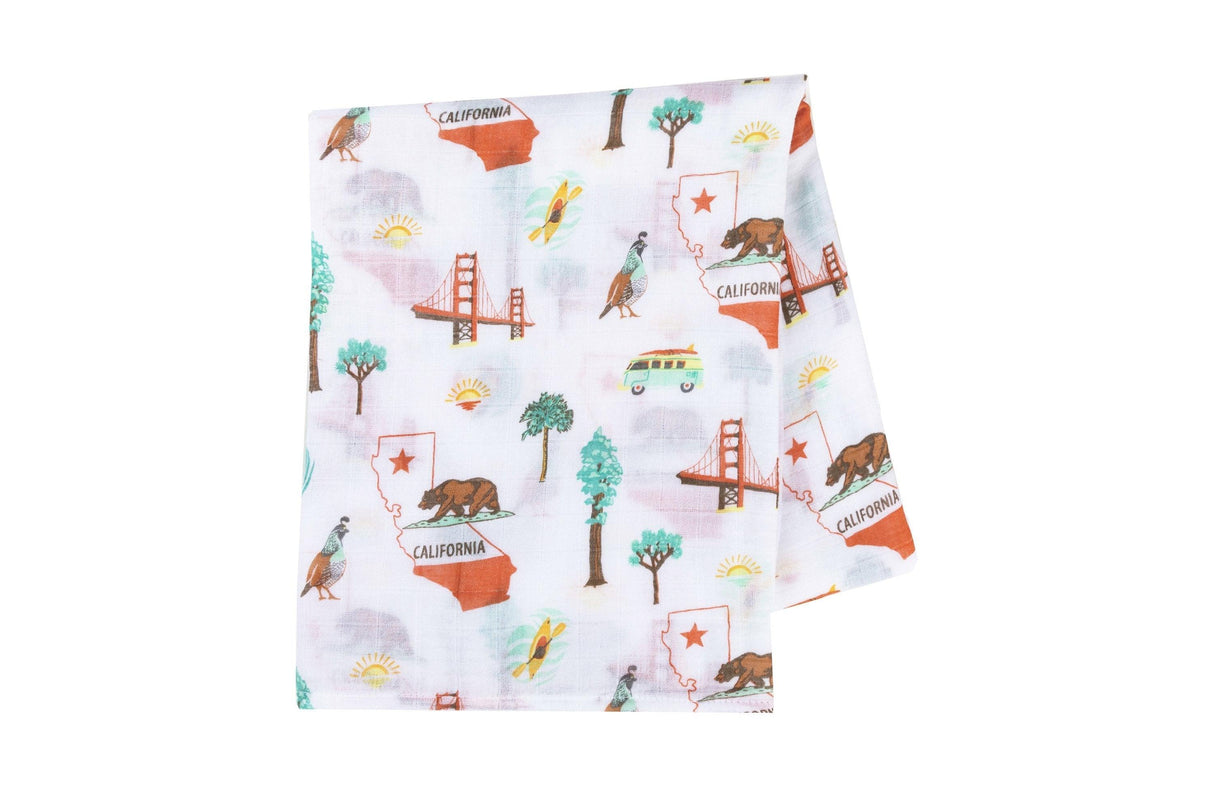 Gift Set: California Baby Muslin Swaddle Blanket and Burp Cloth/Bib Combo by Little Hometown - Vysn