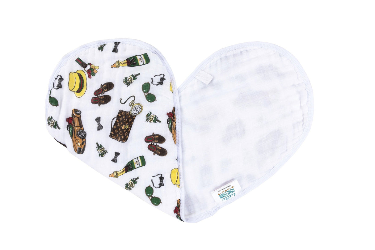 Gift Set: Dapper Napper Baby Muslin Swaddle Blanket and Burp Cloth/Bib Combo by Little Hometown - Vysn