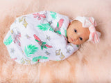 Gift Set: Florida Baby Muslin Swaddle Blanket and Burp Cloth/Bib Combo (Floral) by Little Hometown - Vysn