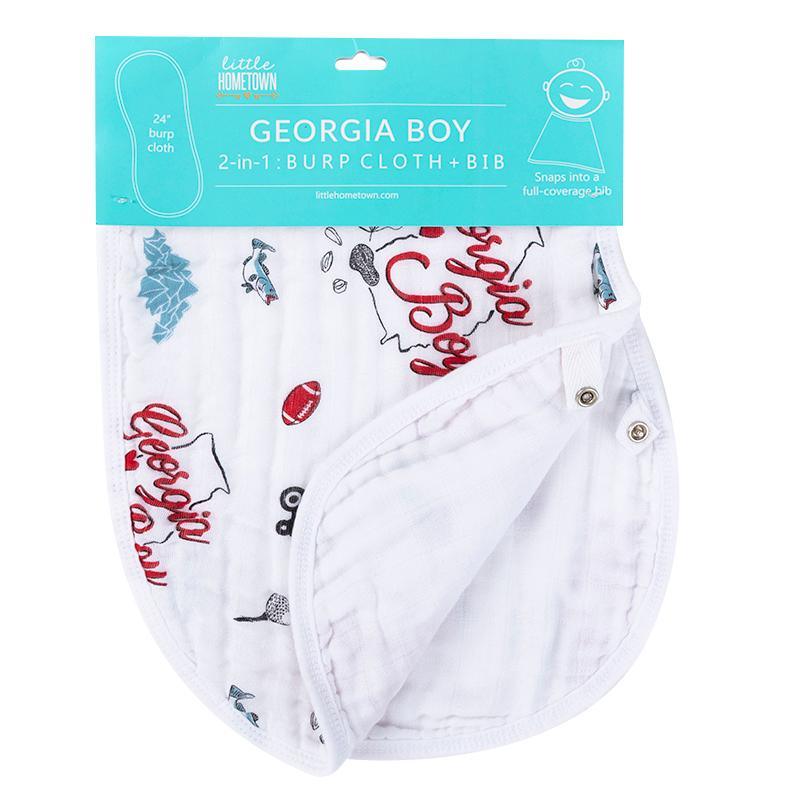 Gift Set: Georgia Boy Muslin Swaddle Blanket and Burp Cloth/Bib Combo by Little Hometown - Vysn