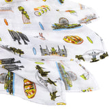 Gift Set: Los Angeles Baby Muslin Swaddle Blanket and Burp Cloth/Bib Combo by Little Hometown - Vysn