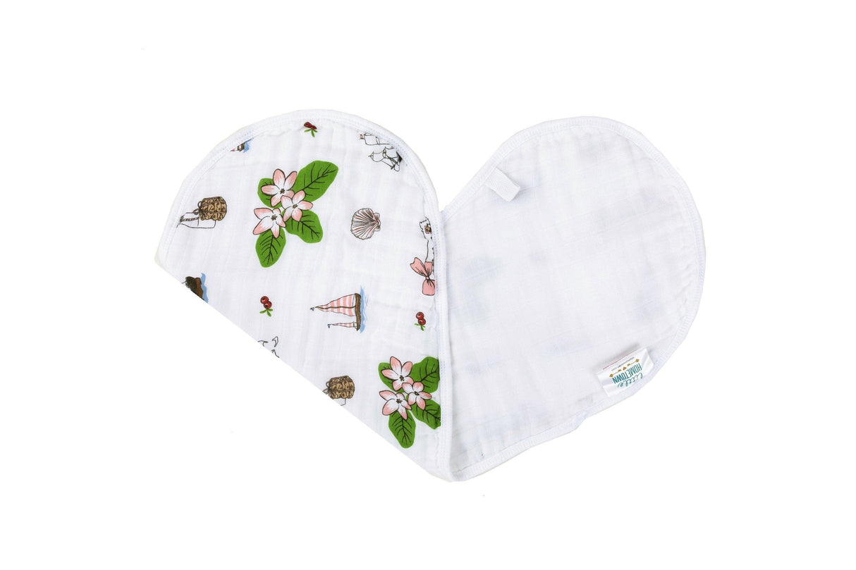 Gift Set: Massachusetts Floral Baby Muslin Swaddle Blanket and Burp Cloth/Bib Combo by Little Hometown - Vysn