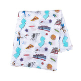 Gift Set: New Jersey Baby Muslin Swaddle Blanket and Burp Cloth/Bib Combo by Little Hometown - Vysn