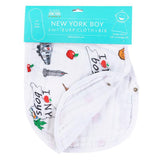 Gift Set: New York Baby Boy Muslin Swaddle Blanket and Burp Cloth/Bib Combo by Little Hometown - Vysn