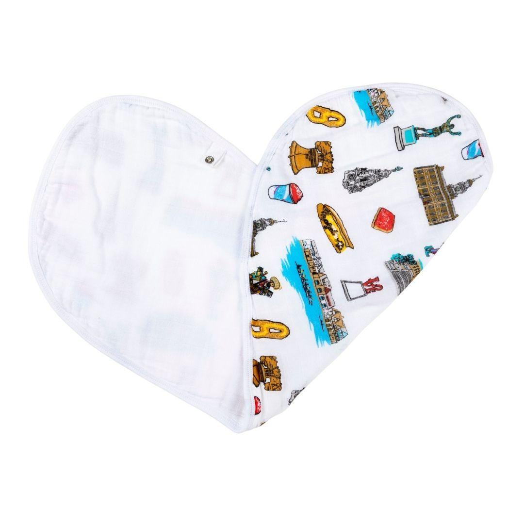 Gift Set: Philadelphia Baby Muslin Swaddle Blanket and Burp Cloth/Bib Combo by Little Hometown - Vysn