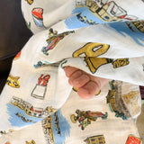 Gift Set: Philadelphia Baby Muslin Swaddle Blanket and Burp Cloth/Bib Combo by Little Hometown - Vysn