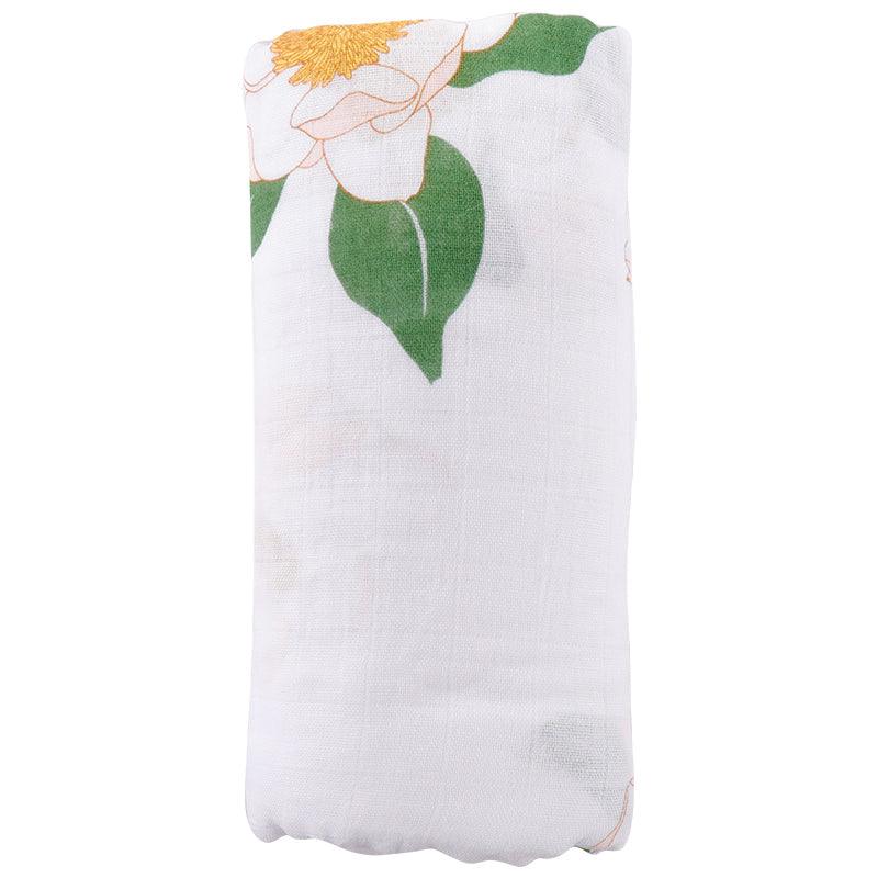 Gift Set: Southern Magnolia Baby Muslin Swaddle Blanket and Burp Cloth/Bib Combo by Little Hometown - Vysn