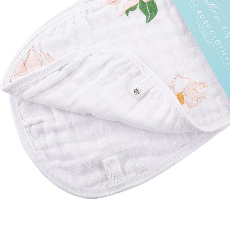 Gift Set: Southern Magnolia Baby Muslin Swaddle Blanket and Burp Cloth/Bib Combo by Little Hometown - Vysn